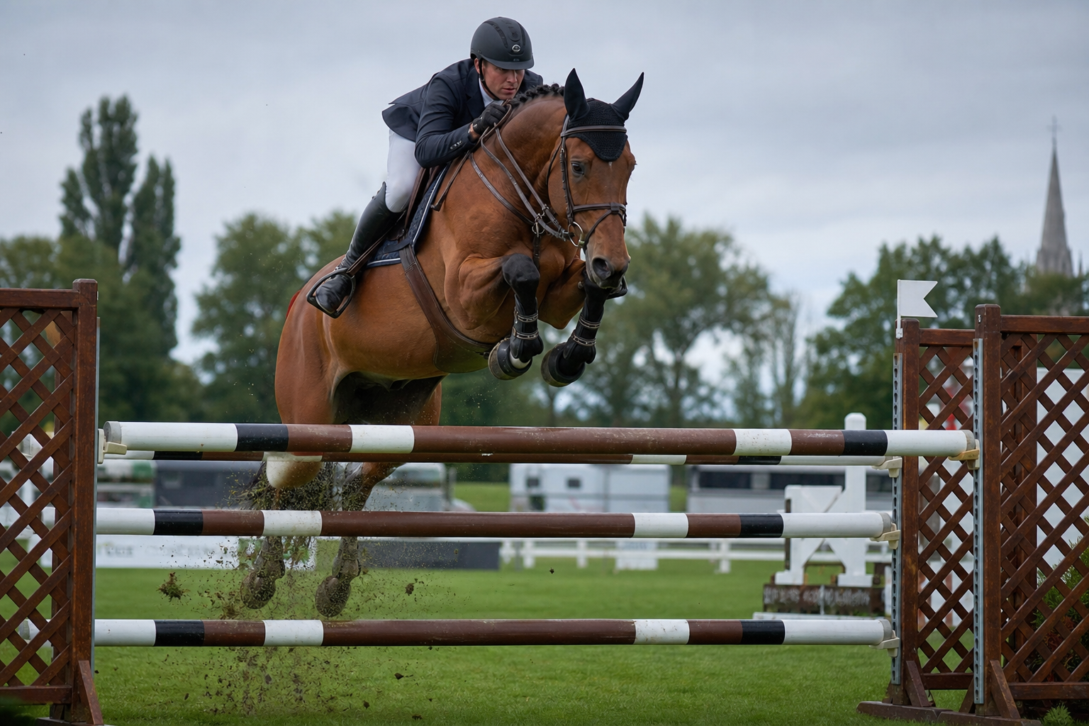 Saut d'obstacles lors d'un concours en Normandie